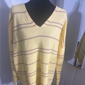 Talbots Ladies 3X Yellow v-neck from and back sweater. New without tags.